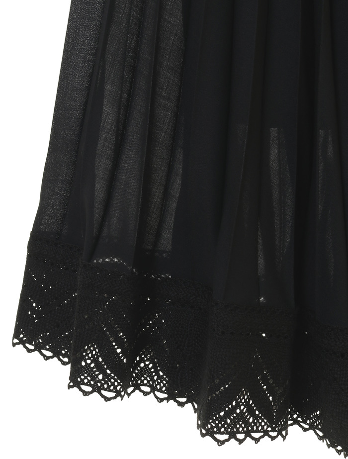 マナードツイル裾レースプリーツスカート 詳細画像 ブラック 7