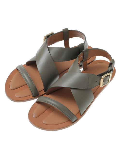 【JVAM】レザークロスストラップサンダル