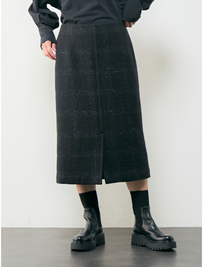 シャドウチェックタイトスカート 詳細画像 ブラック 1