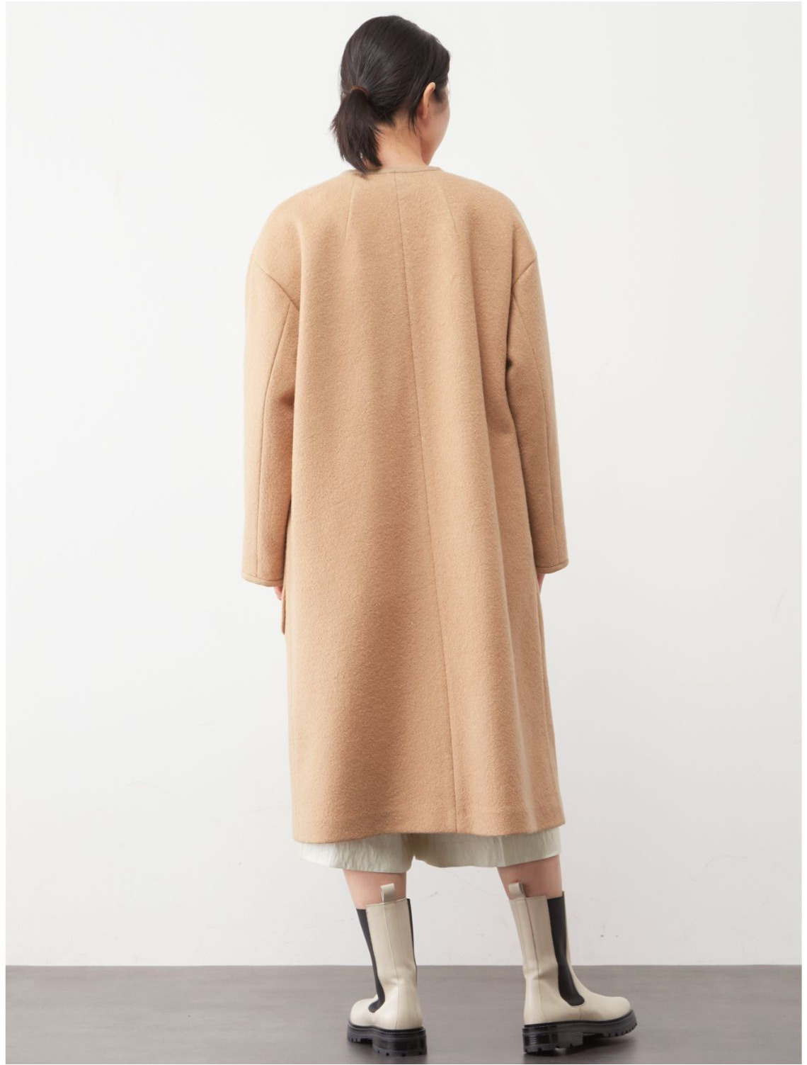 ノーカラーパイピングロングコート】｜PLAIN PEOPLE(プレインピープル