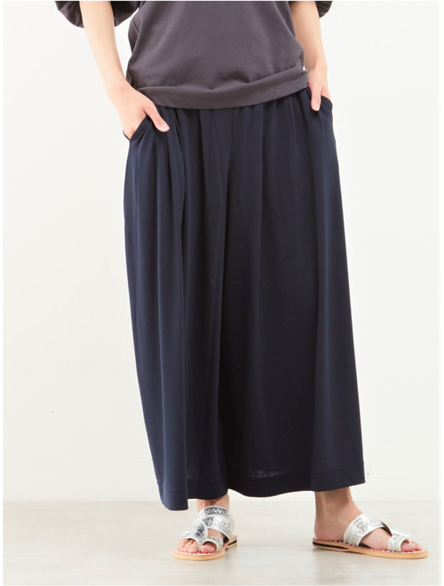 コットン強撚スムースワイドパンツ