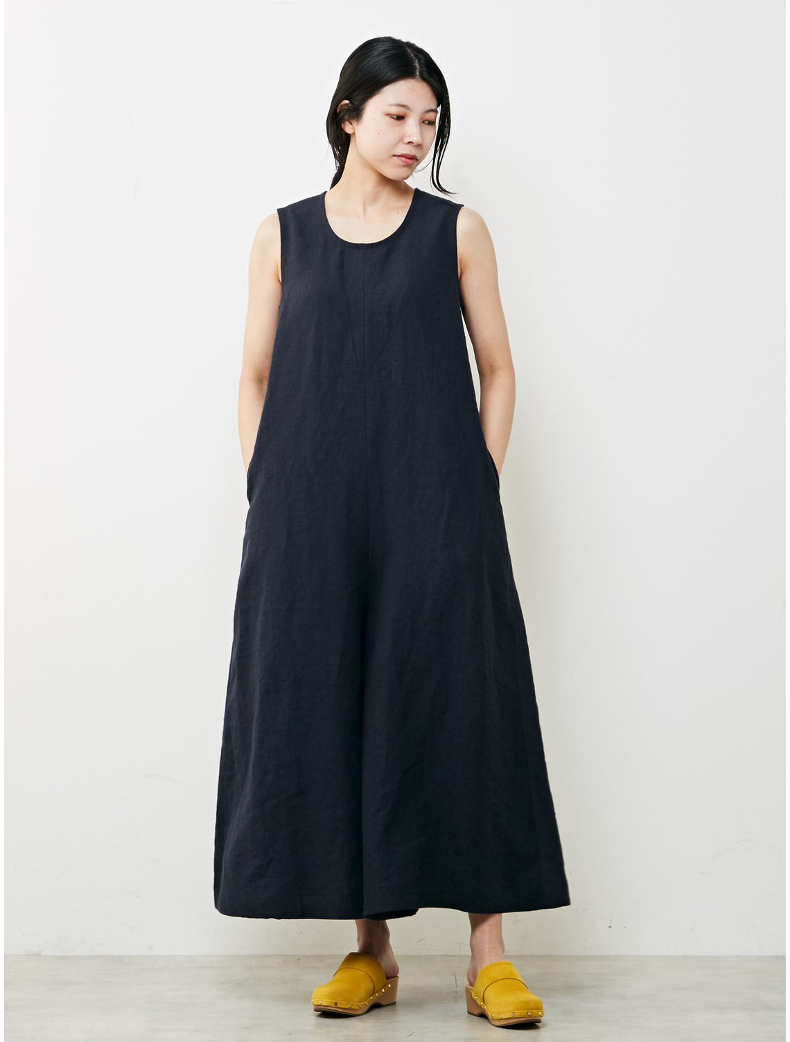 リネンノースリーブオールインワン】|PLAIN PEOPLE(プレインピープル) 公式 Online Store オールインワン ノースリーブ ネイビー 夏