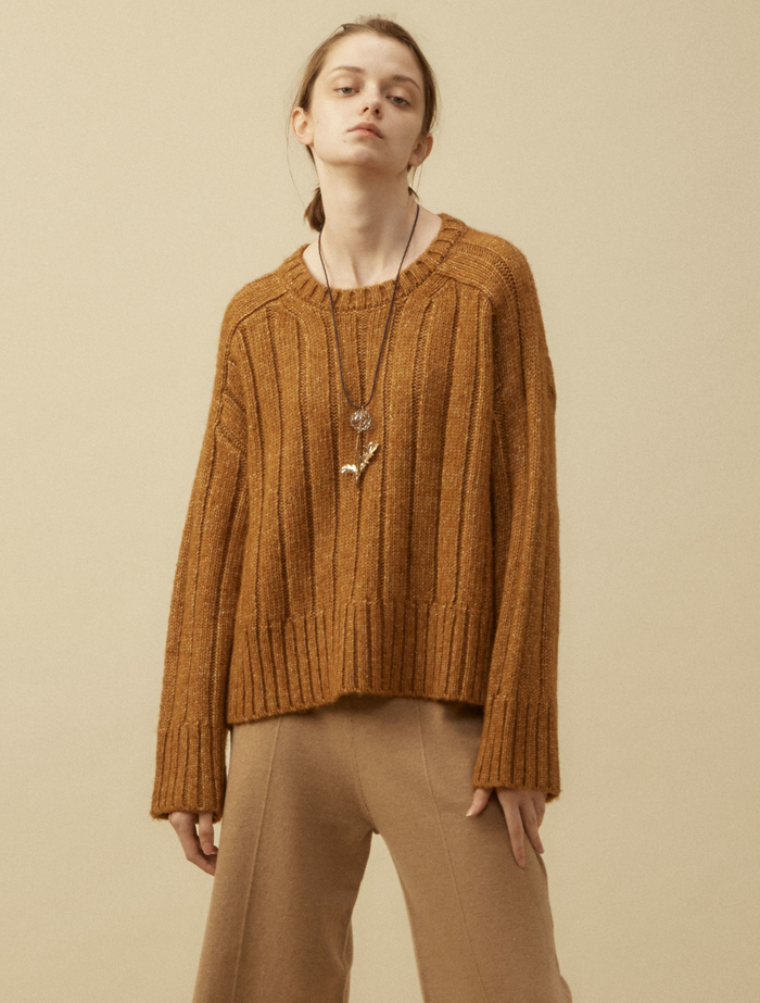 ローゲージクロップドセーター 詳細画像 ブラウン 2