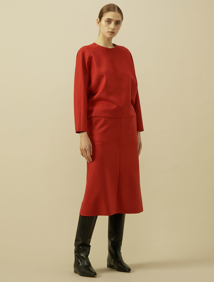 ミルドメルトンミディフレアスカート 詳細画像 レッド 3