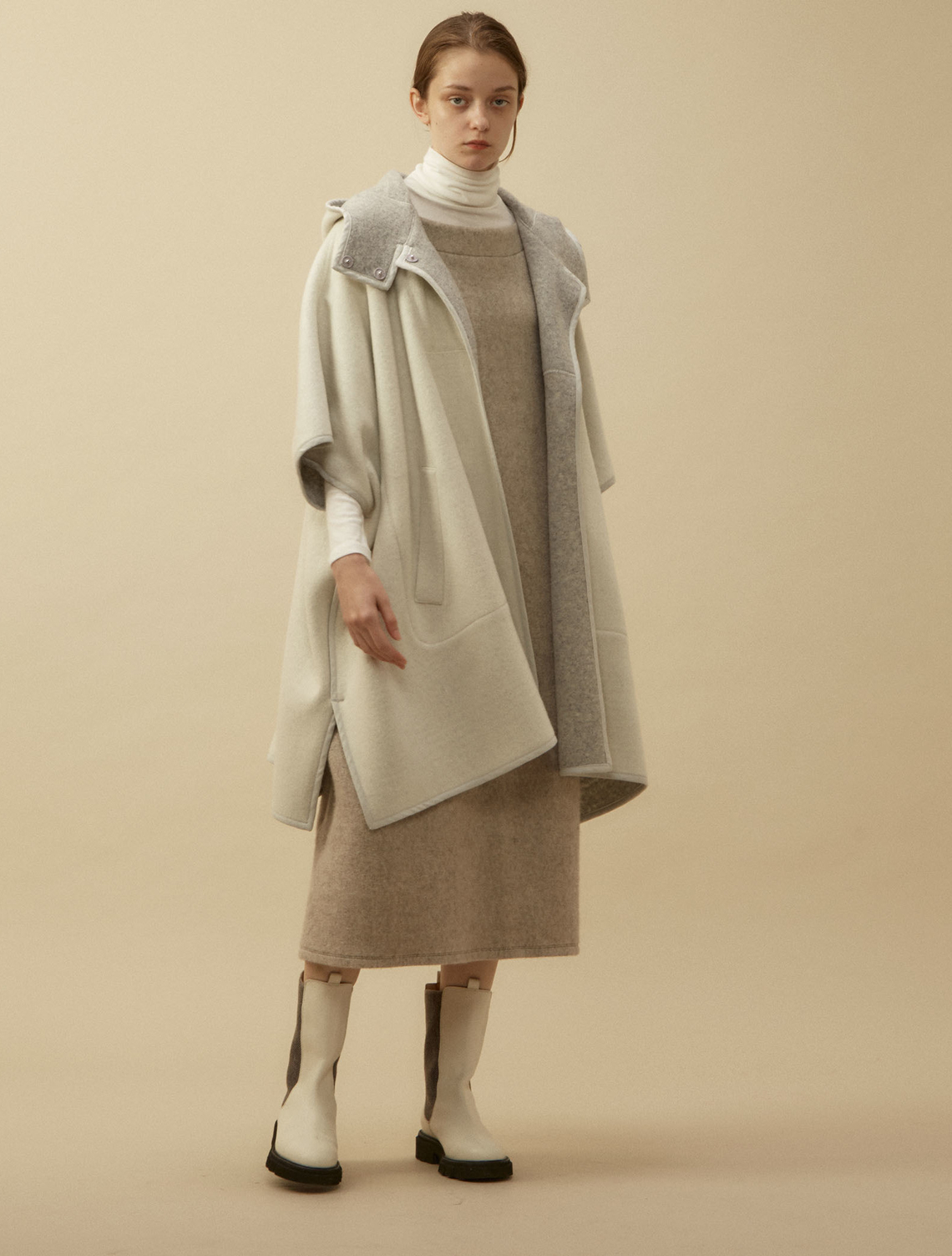 フード付きリバーシブルポンチョ リバーシブルポンチョトレンチコート