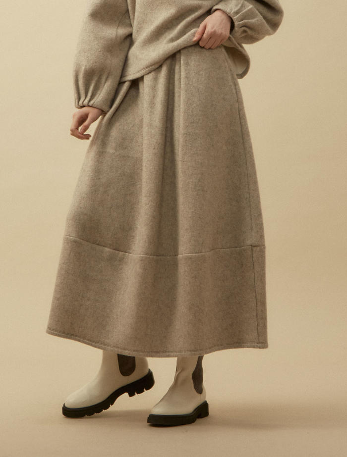 コットンヤク裏毛バレルスカート 詳細画像 ベージュ 2