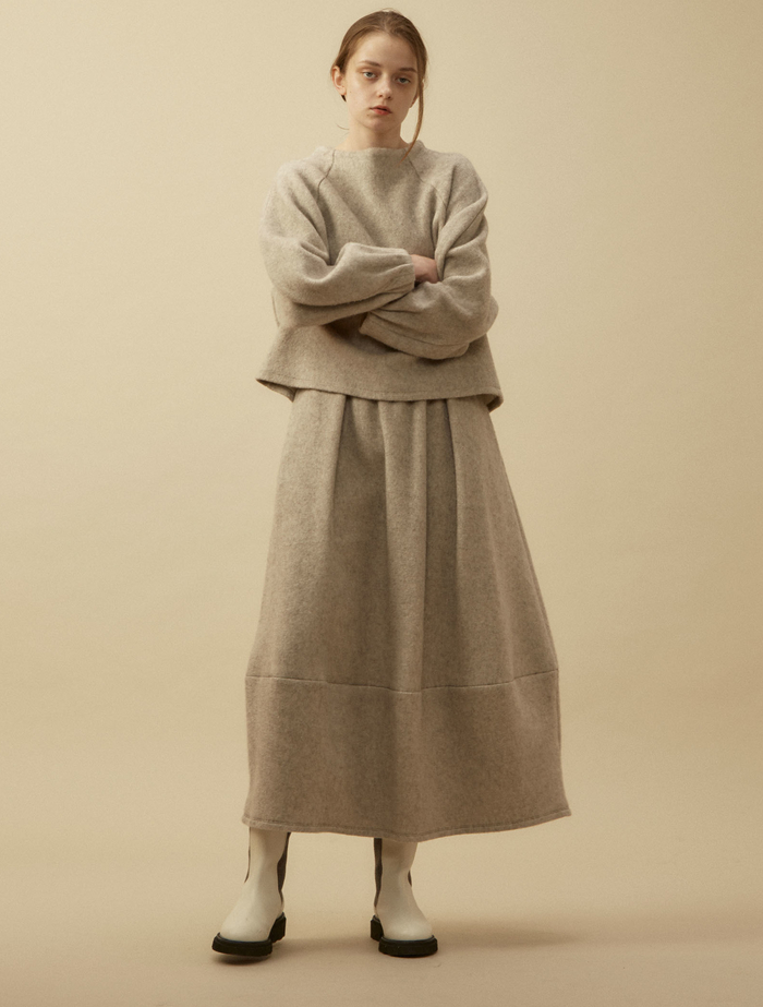 コットンヤク裏毛バレルスカート 詳細画像 ベージュ 6