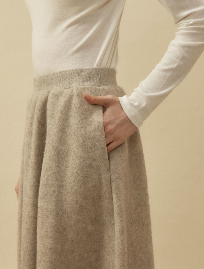 コットンヤク裏毛バレルスカート 詳細画像 ベージュ 8