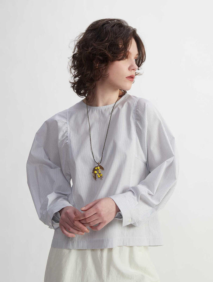 タイプライター２WAYスリーブブラウス 詳細画像 ストライプ 2