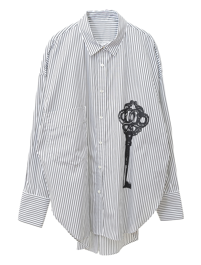 鍵プリントシャツ 詳細画像 白黒ストライプ 1