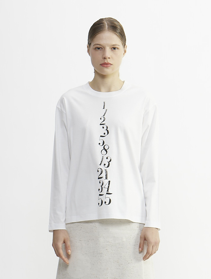 スーピマバイオスムース数列プリントＴシャツ 詳細画像 ホワイト 2