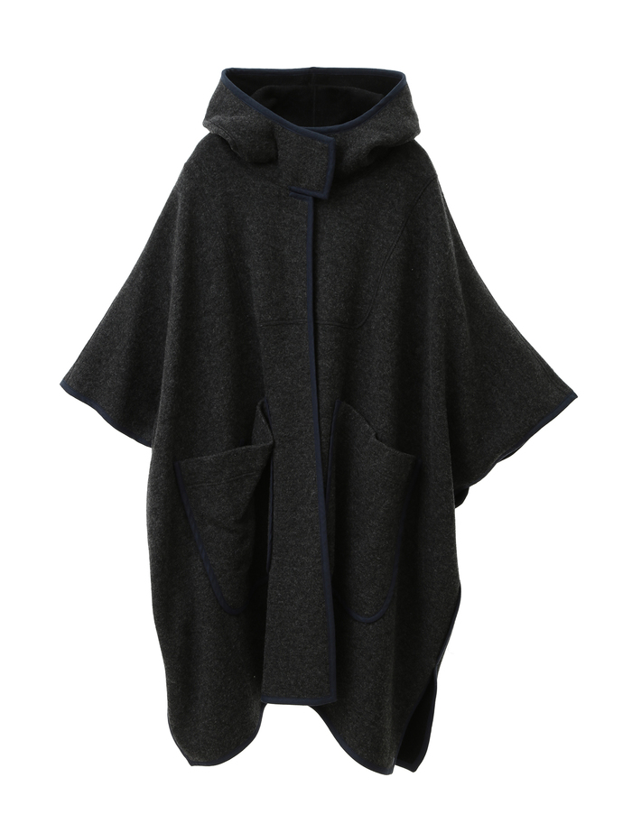 ジロンラムジャージリバーシブルポンチョコート 詳細画像 ブラック 2
