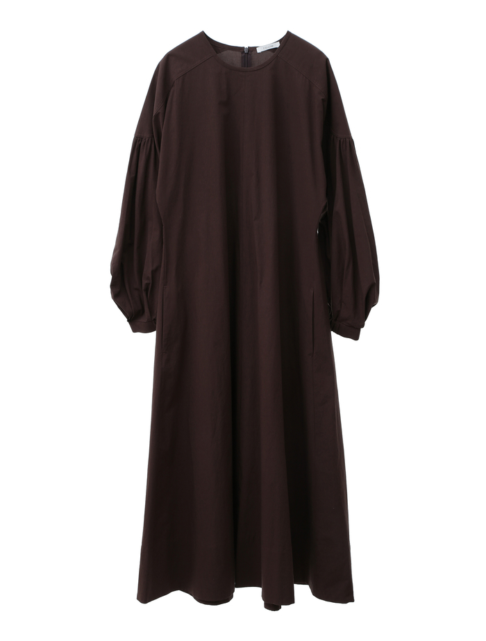 【ESLOW/エスロー】SPECIAL JUNE DEL COTTON TYPEWRITER CURVE SLEEVE DRESS 詳細画像 ダークブラウン 1