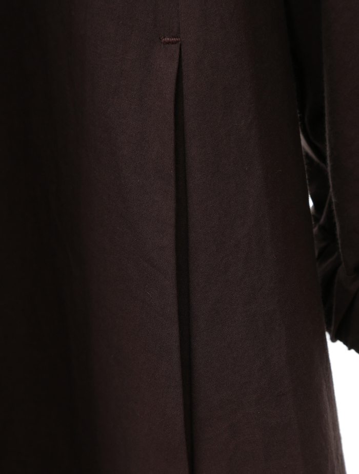 【ESLOW/エスロー】SPECIAL JUNE DEL COTTON TYPEWRITER CURVE SLEEVE DRESS 詳細画像 ダークブラウン 6