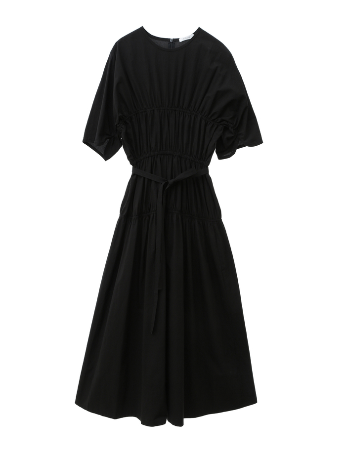 【ESLOW/エスロー】SPECIAL JUNE DEL COTTON TYPEWRITER GATHERED DRESS 詳細画像 ブラック 1