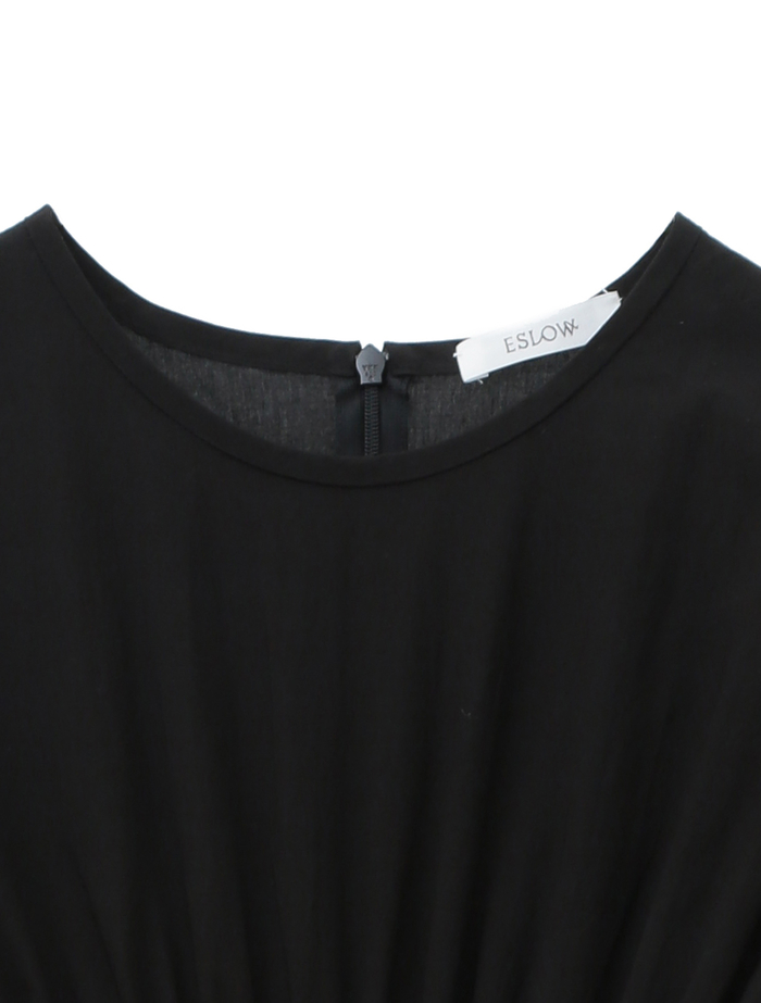 【ESLOW/エスロー】SPECIAL JUNE DEL COTTON TYPEWRITER GATHERED DRESS 詳細画像 ブラック 2
