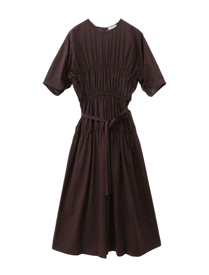 【ESLOW/エスロー】SPECIAL JUNE DEL COTTON TYPEWRITER GATHERED DRESS 詳細画像 ダークブラウン 1