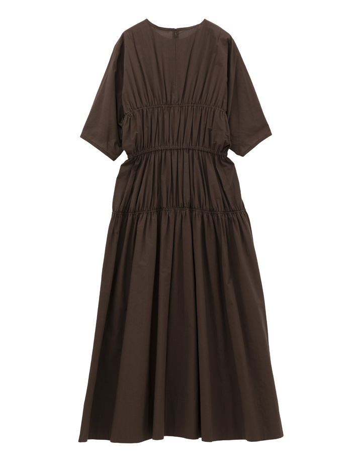 【ESLOW/エスロー】SPECIAL JUNE DEL COTTON TYPEWRITER GATHERED DRESS 詳細画像 ダークブラウン 3