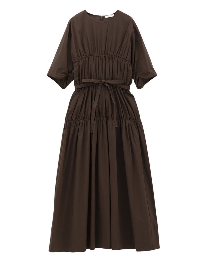 【ESLOW/エスロー】SPECIAL JUNE DEL COTTON TYPEWRITER GATHERED DRESS 詳細画像 ダークブラウン 8