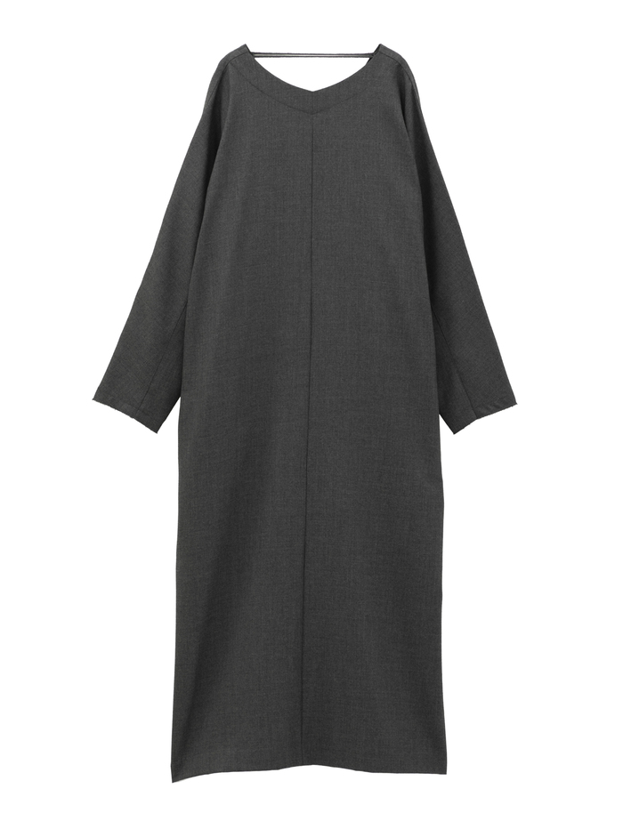 【ESLOW/エスロー】WOOL SAXONY OPENED BACK DRESS 詳細画像 チャコールグレー 1