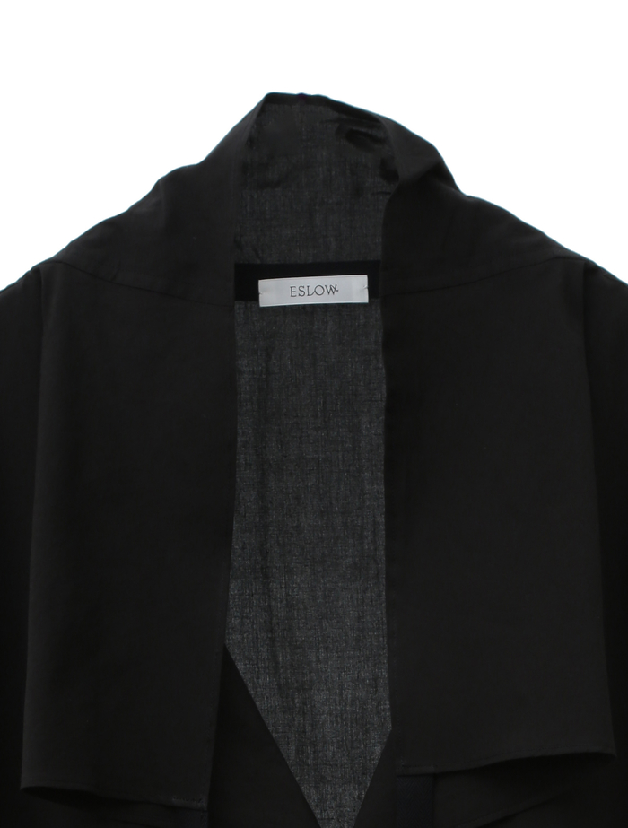 【ESLOW/エスロー】SPECIAL JUNE DEL COTTON TYPEWRITER DRAWSTRING SHIRT 詳細画像 ブラック 2