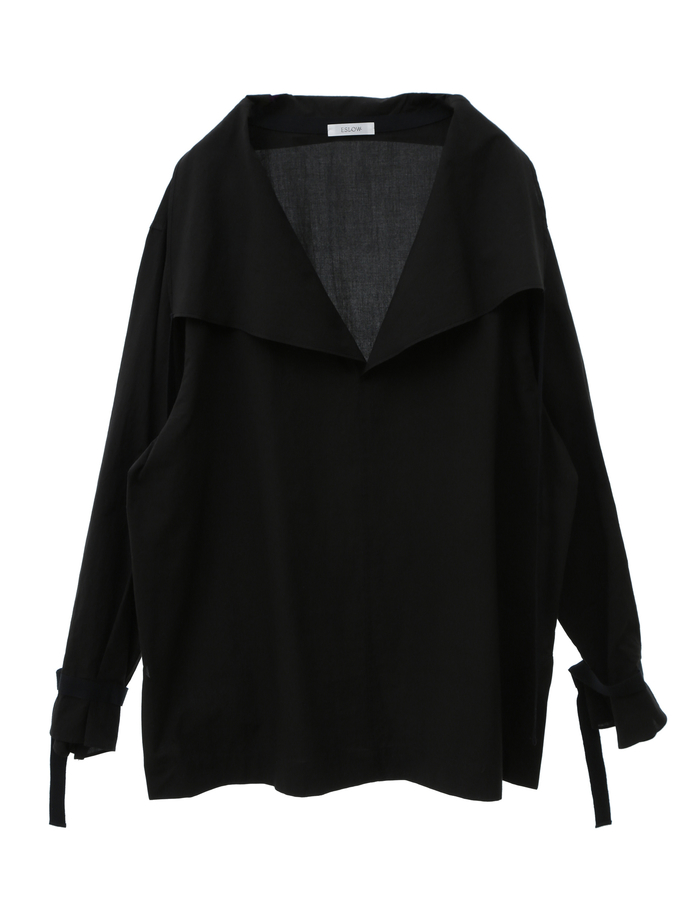 【ESLOW/エスロー】SPECIAL JUNE DEL COTTON TYPEWRITER DRAWSTRING SHIRT 詳細画像 ブラック 7