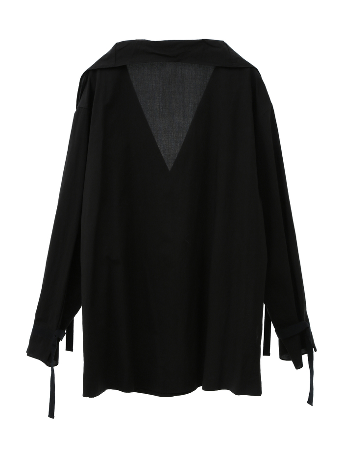 【ESLOW/エスロー】SPECIAL JUNE DEL COTTON TYPEWRITER DRAWSTRING SHIRT 詳細画像 ブラック 8