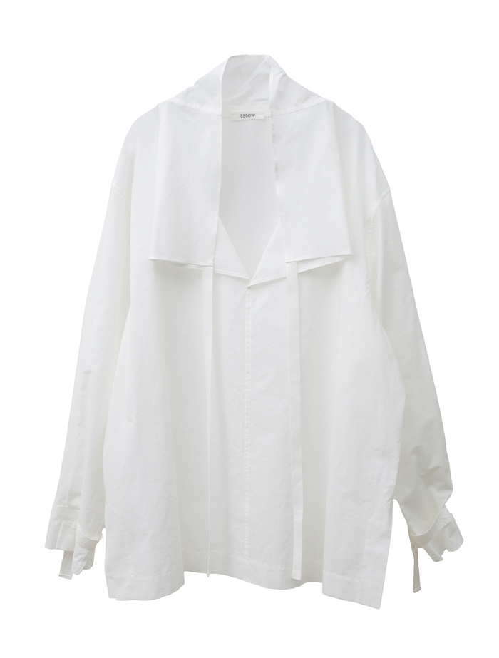 【ESLOW/エスロー】SPECIAL JUNE DEL COTTON TYPEWRITER DRAWSTRING SHIRT 詳細画像 ホワイト 1