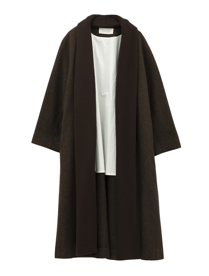 【ESLOW/エスロー】TOP MELTON ROBE COAT 詳細画像 ブラウン 1