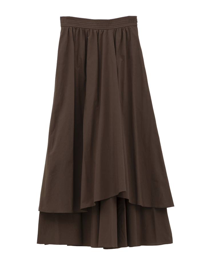 【ESLOW/エスロー】SPECIAL JUNE DEL COTTON TYPEWRITER LAYERED SKIRT 詳細画像 ダークブラウン 1