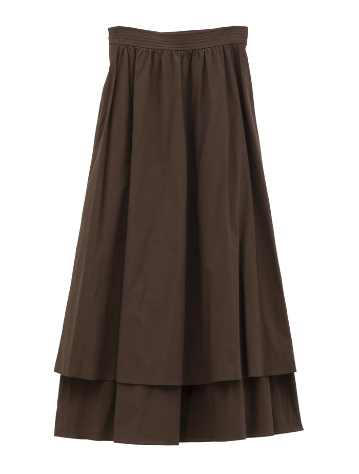 【ESLOW/エスロー】SPECIAL JUNE DEL COTTON TYPEWRITER LAYERED SKIRT 詳細画像 ダークブラウン 2