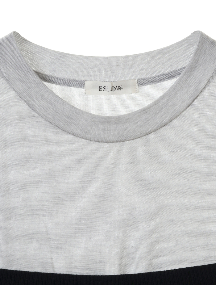 【ESLOW/エスロー】CASHMERE SILK JERSEY LAYERED TOP 詳細画像 グレー&times;ブラック 3