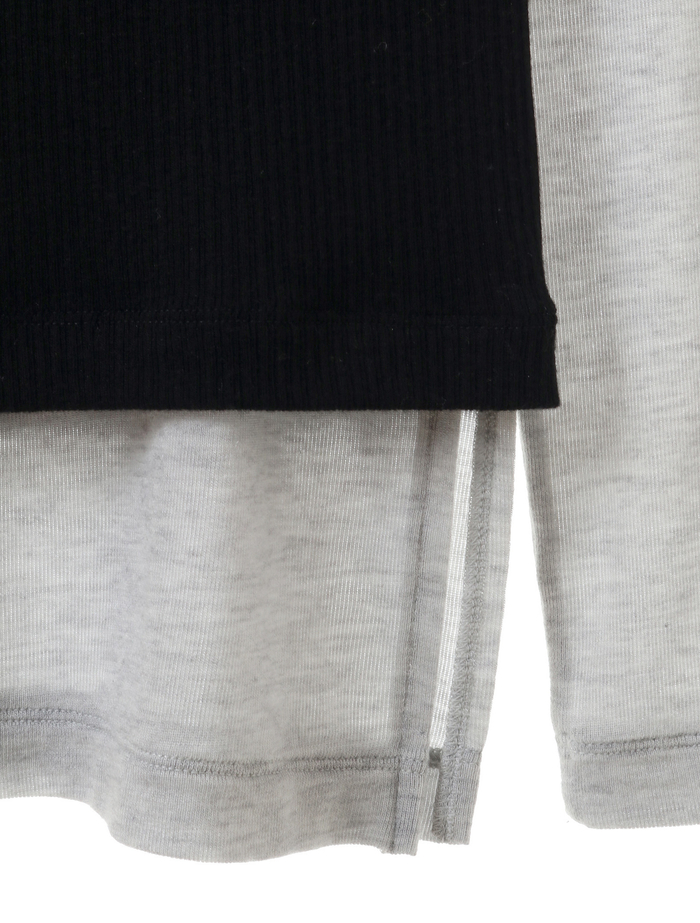 【ESLOW/エスロー】CASHMERE SILK JERSEY LAYERED TOP 詳細画像 グレー&times;ブラック 5