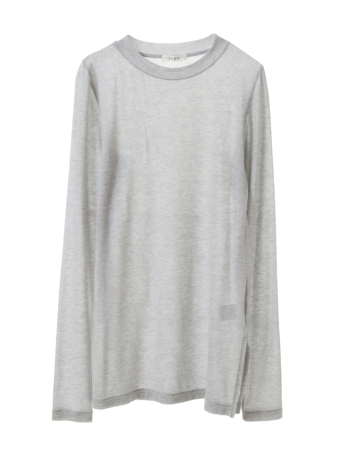 【ESLOW/エスロー】CASHMERE SILK JERSEY LAYERED TOP 詳細画像 グレー&times;ブラック 6