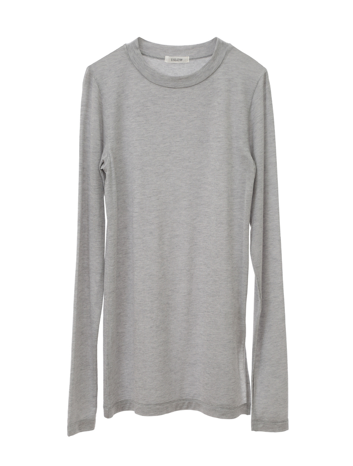 【ESLOW/エスロー】CASHMERE SILK JERSEY LAYERED TOP 詳細画像 グレー&times;ブラック 8