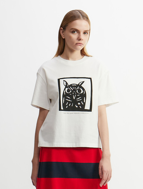 ミミズクプリントTシャツ