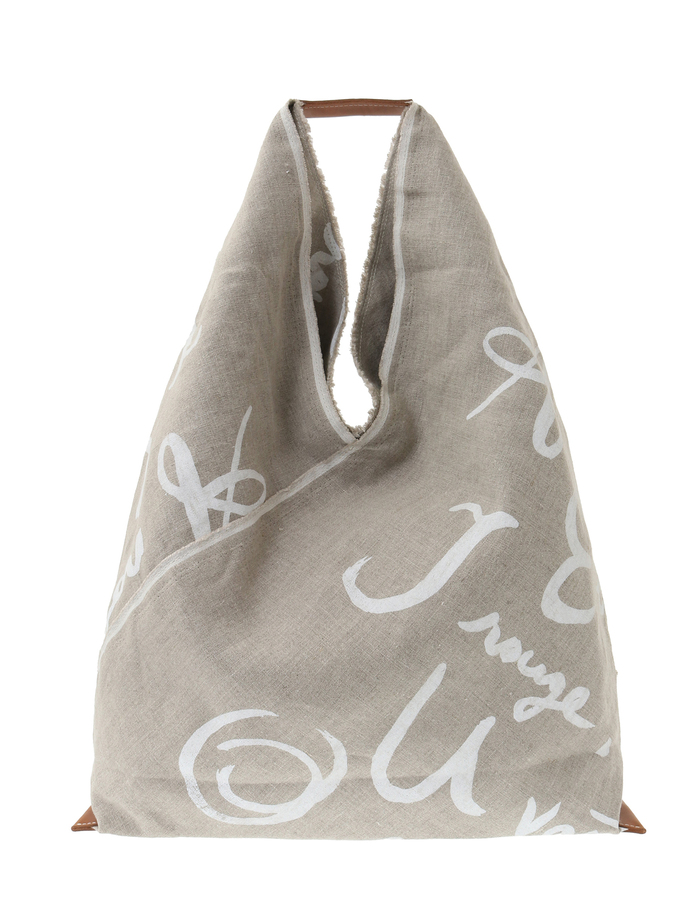 【breezy blue/ブリージーブルー】BB-182 Washed Linen shoulder / letter 詳細画像 ベージュ 3