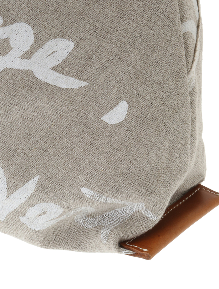 【breezy blue/ブリージーブルー】BB-182 Washed Linen shoulder / letter 詳細画像 ベージュ 5