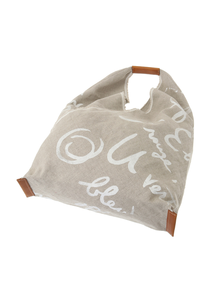 【breezy blue/ブリージーブルー】BB-182 Washed Linen shoulder / letter 詳細画像 ベージュ 6