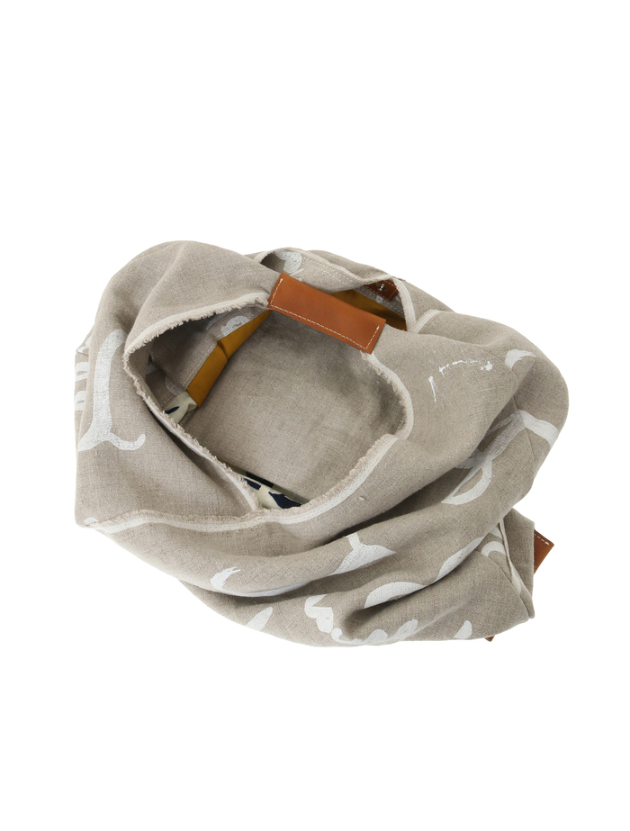 【breezy blue/ブリージーブルー】BB-182 Washed Linen shoulder / letter 詳細画像 ベージュ 7