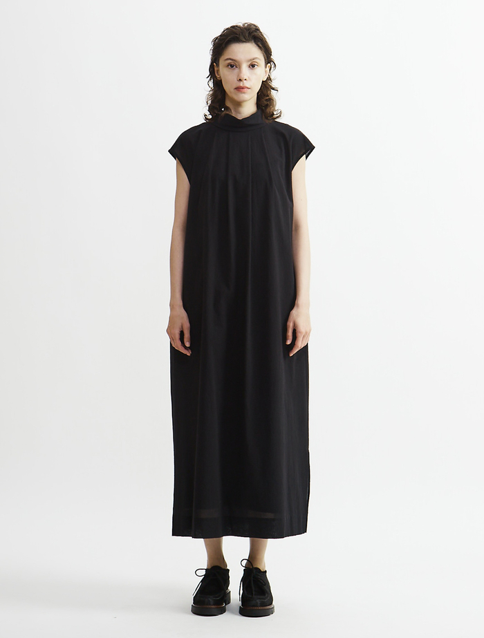 【Archive Dress Collection】コットンボイルガーゼタンブラーノースリーブワンピース 詳細画像 ブラック 2