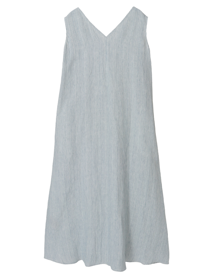 【Archive Dress Collection】リネンコットンストライプVネックワンピース 詳細画像 ブルー×ホワイト 5