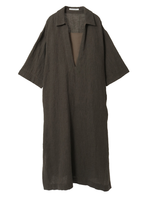ウールリネンコットンワッシャーカフタンドレス
