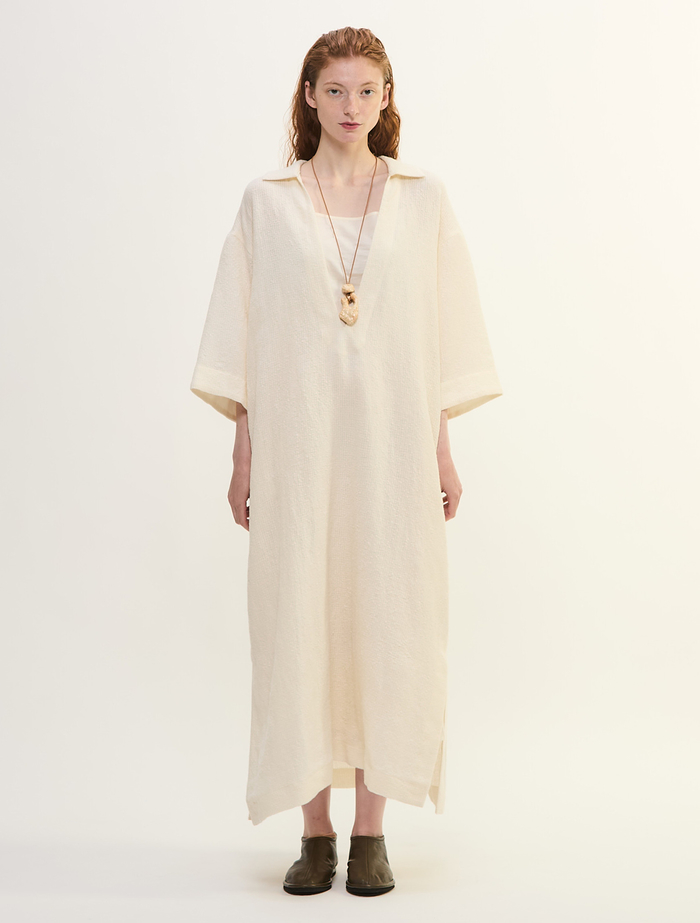ウールリネンコットンワッシャーカフタンドレス 詳細画像 オフホワイト 2