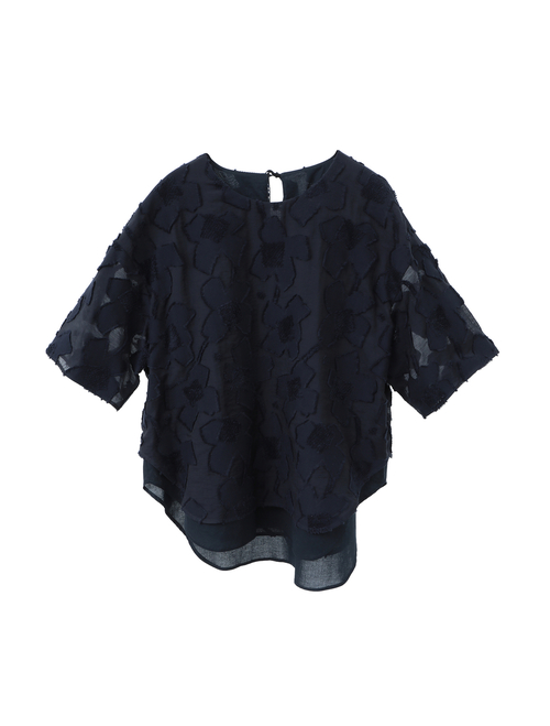 カットジャガードTシャツ型ブラウス