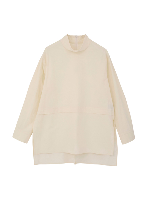 COTTON SABREタック＆スリットハイネックブラウス
