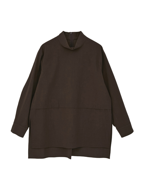 COTTON SABREタック＆スリットハイネックブラウス