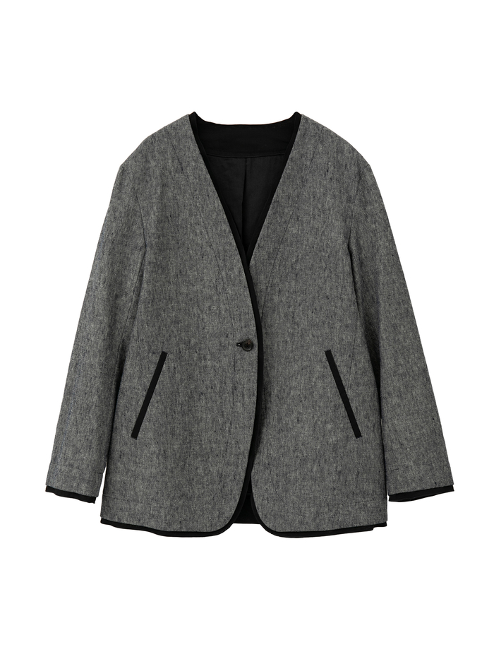 ヘビーコットンリネントリミングジャケット 詳細画像 ネイビー 1