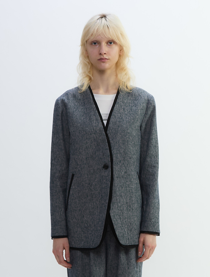 ヘビーコットンリネントリミングジャケット 詳細画像 ネイビー 2