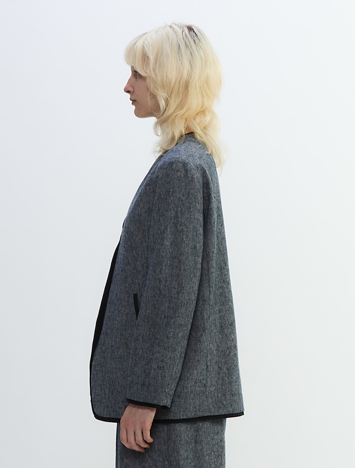 ヘビーコットンリネントリミングジャケット 詳細画像 ネイビー 3